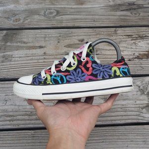 Women Converse Chuck Taylor All Star Low Flowers and Peace Signs Sneakers Shoes